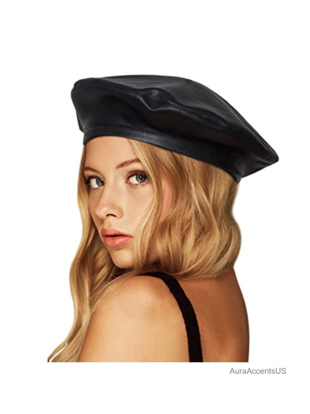 PU Leather Beret Hat French Artist Style Adjustable One Size All Seasons